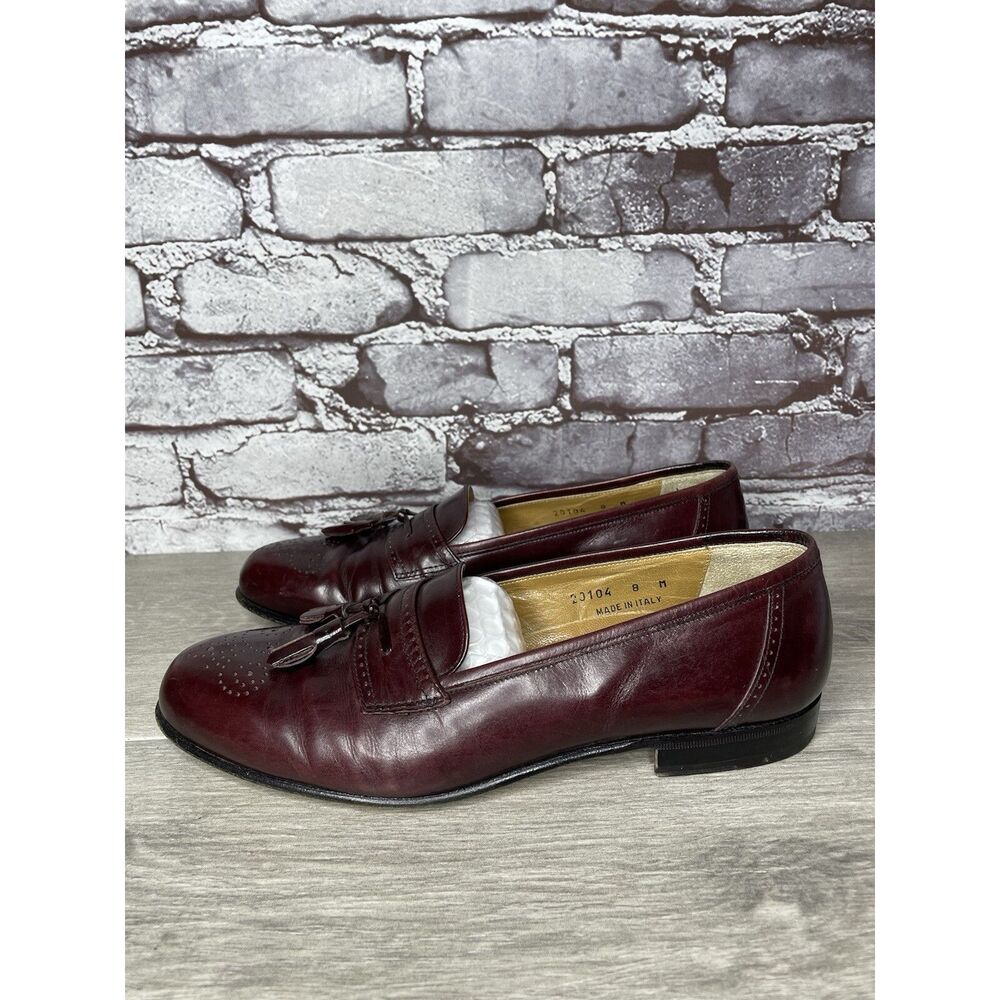 Stamati Mastroianni Burgundy Leather Wingtip Tassel Loafers Men’s Sz 8M US/41EU